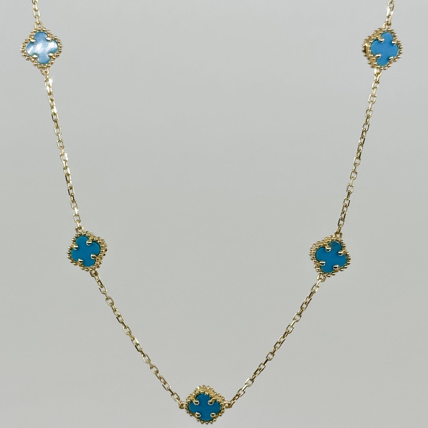 Collar Tréboles Turquesa de Oro 18K
