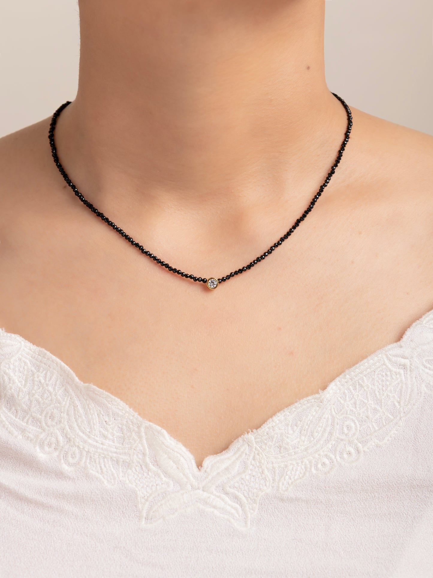 Collar Espinela & Punto de Luz 18k