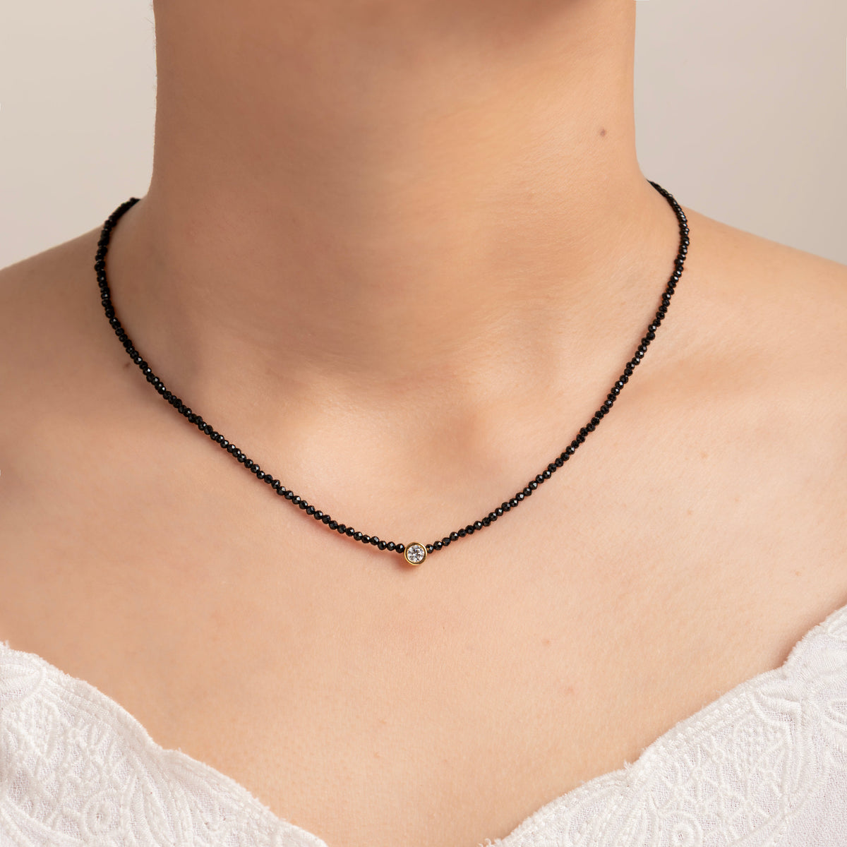 Collar Espinela & Punto de Luz 18k