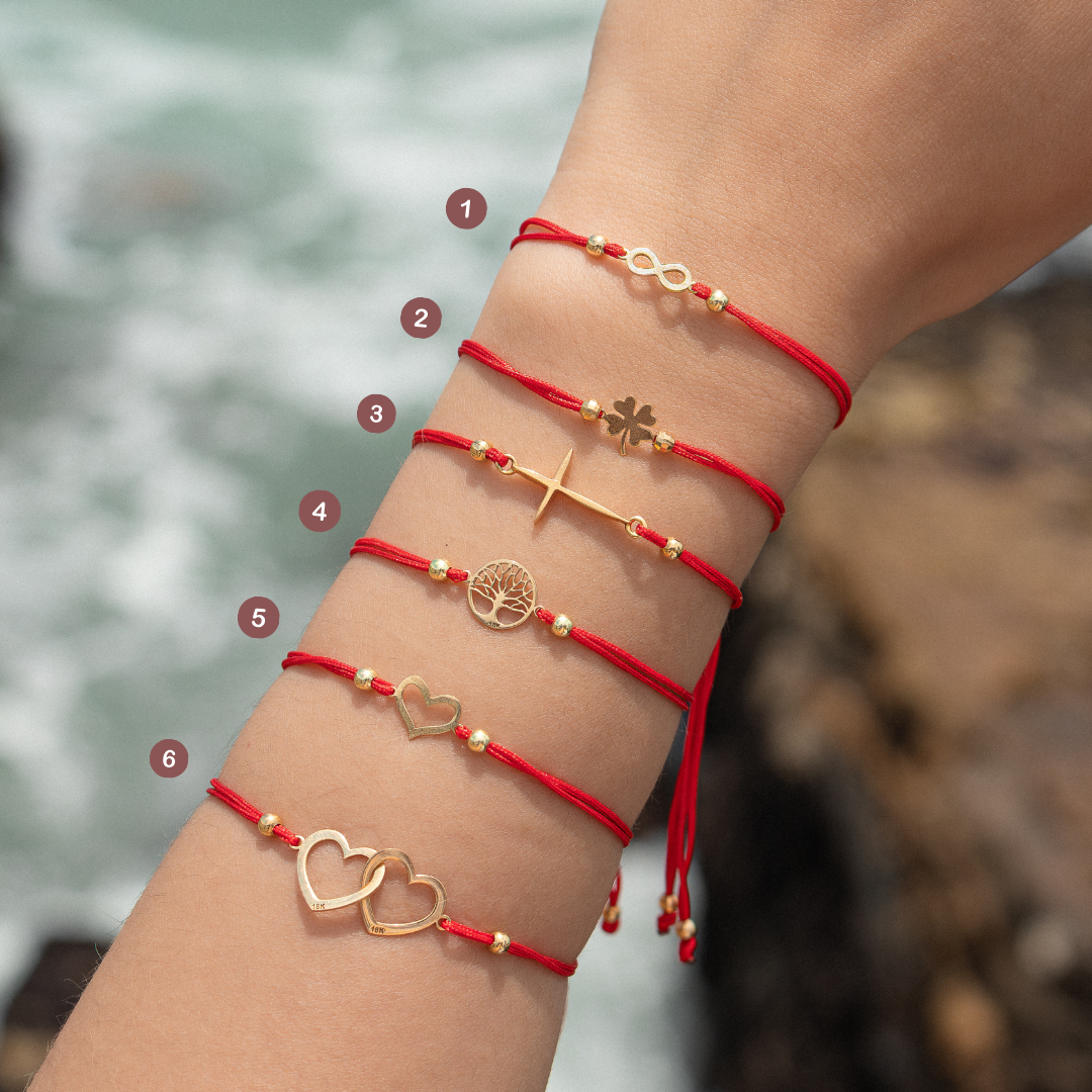 Pulsera Hilo Rojo con Detalle en Oro 18K