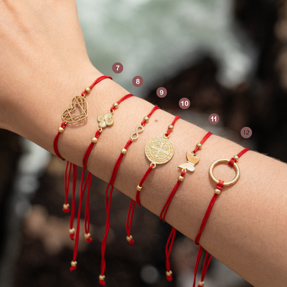 Pulsera Hilo Rojo con Detalle en Oro 18K