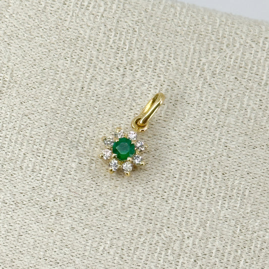 Dije Roseta con piedra verde en oro 18k ✨