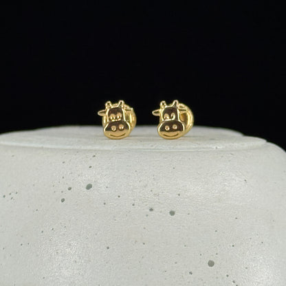 Aretes Vaquita Encanto en Oro 18K