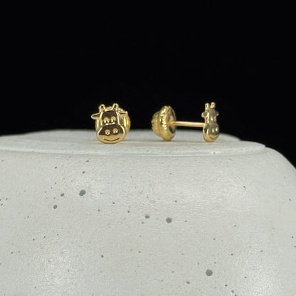 Aretes Vaquita Encanto en Oro 18K