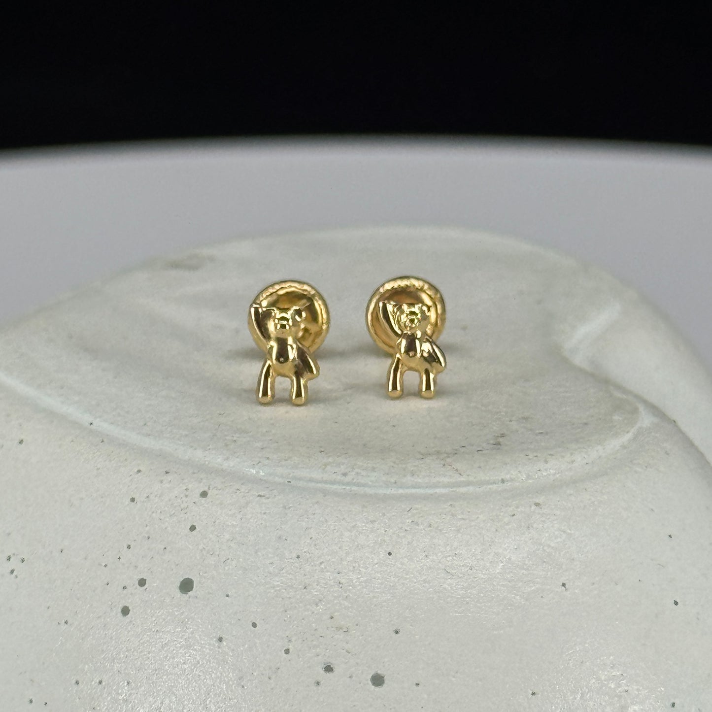 Aretes Osito Saludo en Oro 18K