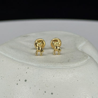 Aretes Osito Saludo en Oro 18K