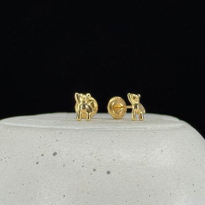 Aretes Osito Saludo en Oro 18K