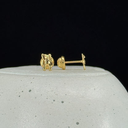 Aretes Osito Saludo en Oro 18K