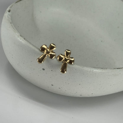 Aretes Cruz Luz en Oro 18K