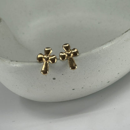 Aretes Cruz Luz en Oro 18K