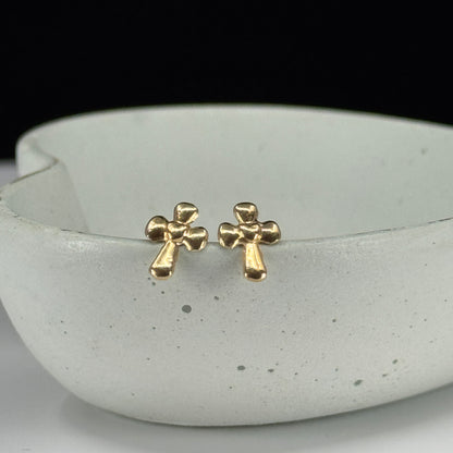 Aretes Cruz Luz en Oro 18K