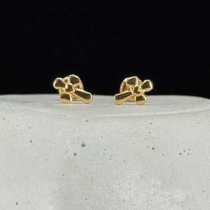 Aretes Cruz Luz en Oro 18K