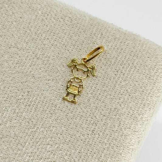 Dije Niña de Dos Colitas oro 18k ✨