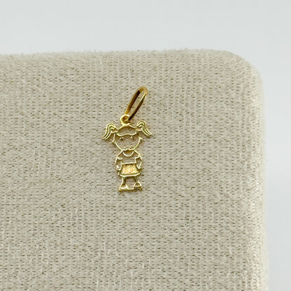 Dije Niña de Dos Colitas oro 18k ✨
