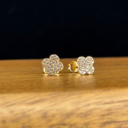Aretes Trébol Brillante en Oro 18K