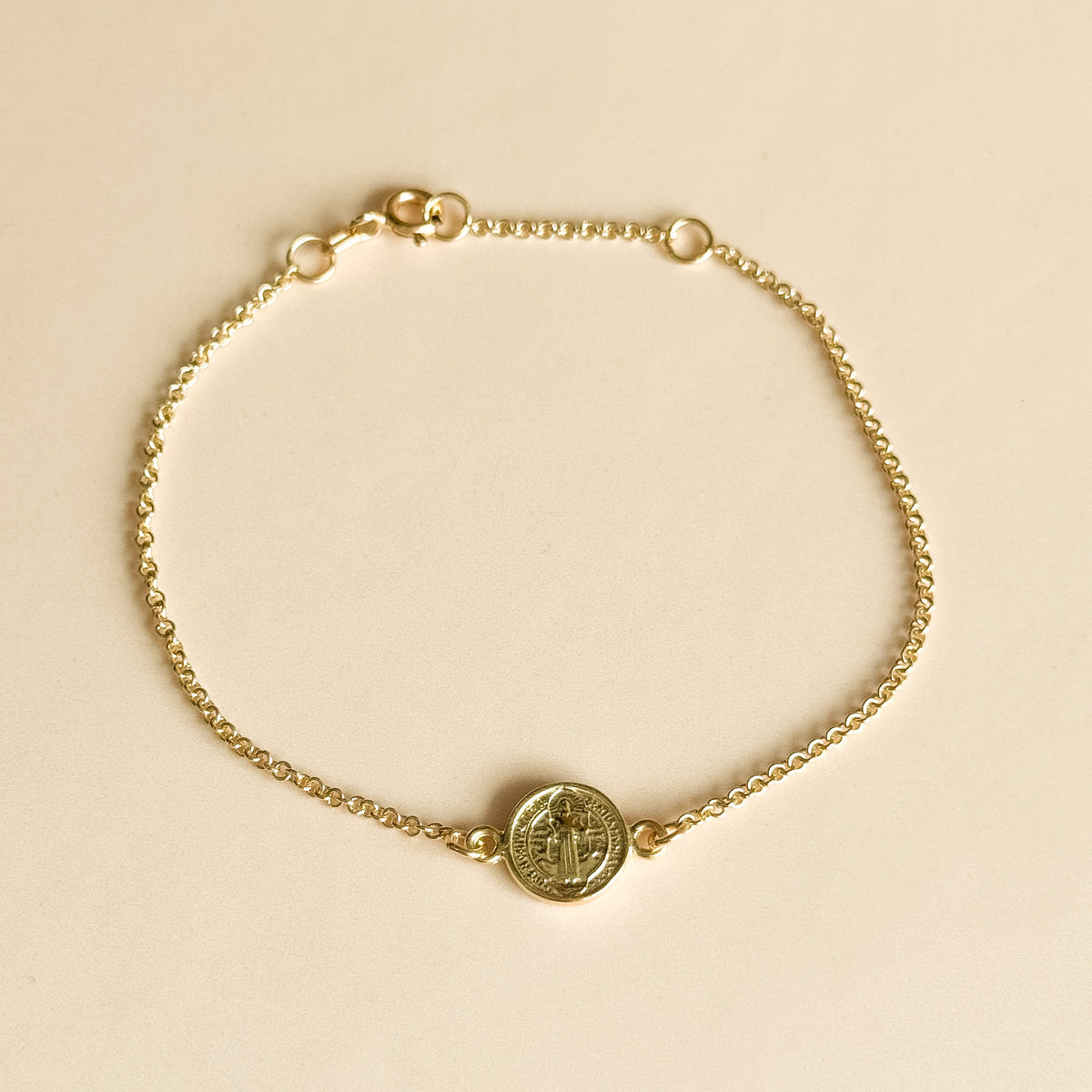 Pulsera Medalla San Benito 10mm en Oro 18k