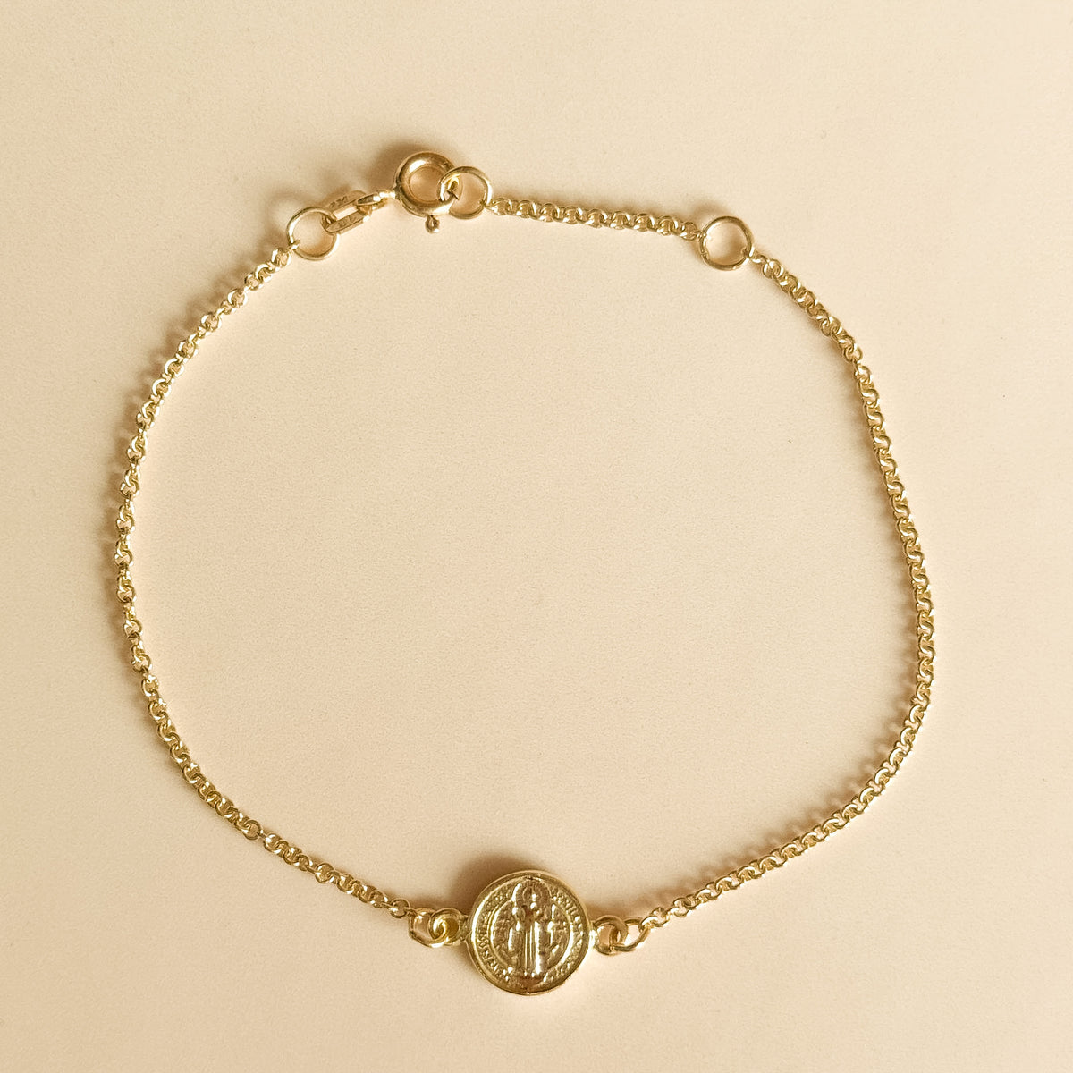 Pulsera Medalla San Benito 10mm en Oro 18k