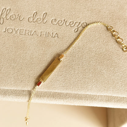 Pulsera Infantil Esclava de Placa en Oro 18k