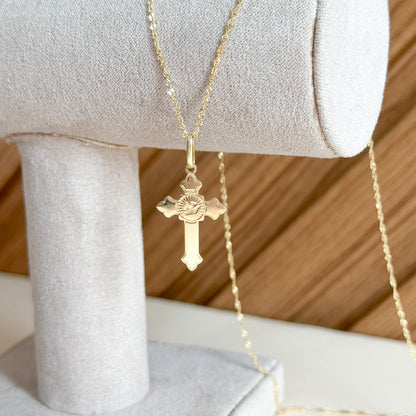 Dije Cruz Religiosa en Oro 18k
