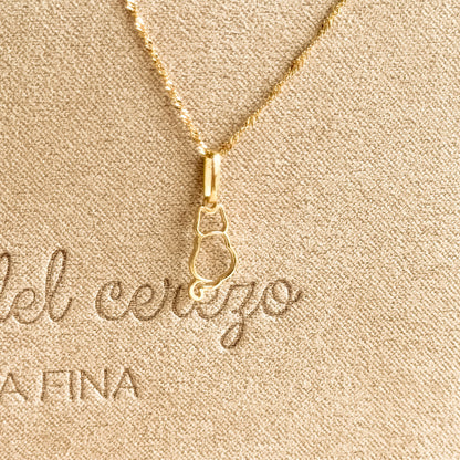 Dije Gato Silueta en Oro 18k