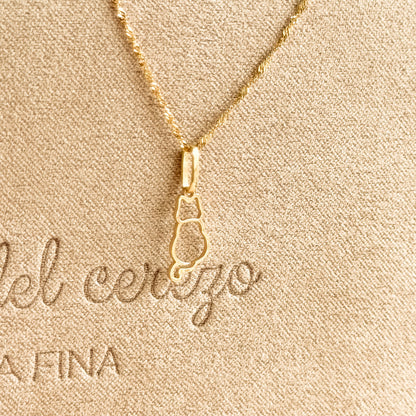 Dije Gato Silueta en Oro 18k