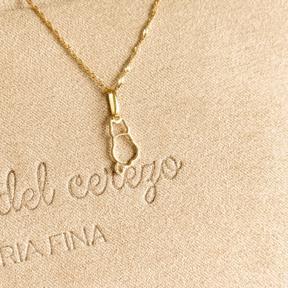 Dije Gato Silueta en Oro 18k