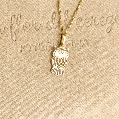 Dije Búho Calado en Oro 18k