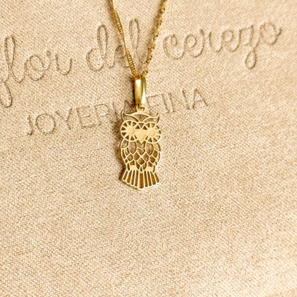 Dije Búho Calado en Oro 18k