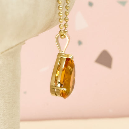 Dije Citrino Gota Natural en Oro 18k