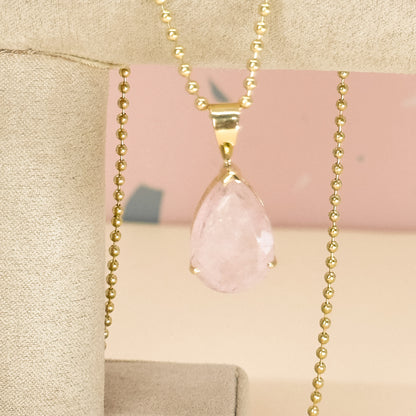 Dije Morganita Gota Natural en Oro 18k