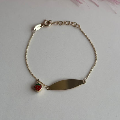 Pulsera Placa Personalizable Corazón Oro 18K
