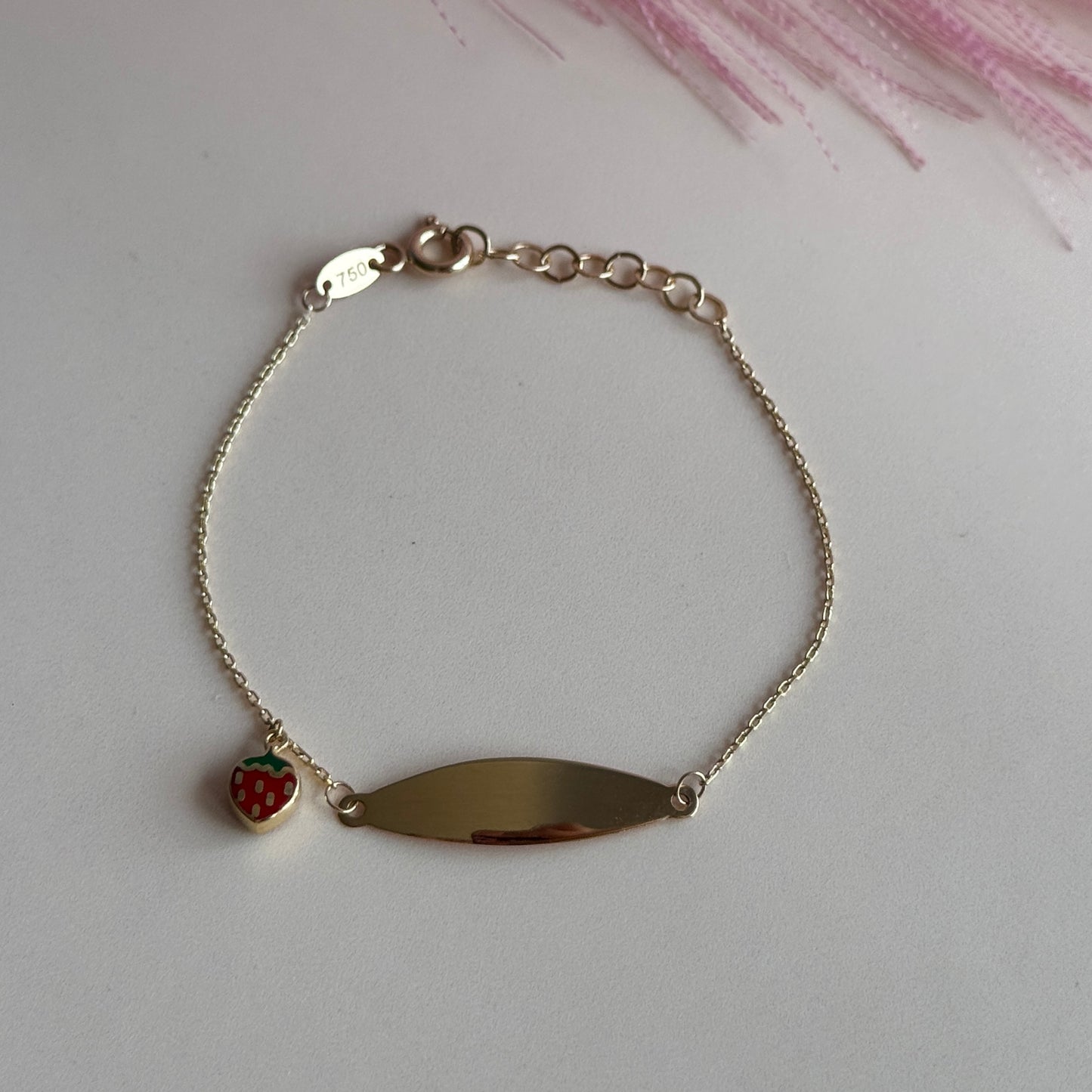 Pulsera Placa Personalizable Corazón Oro 18K