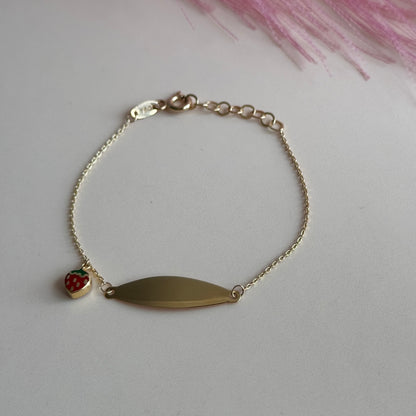 Pulsera Placa Personalizable Corazón Oro 18K