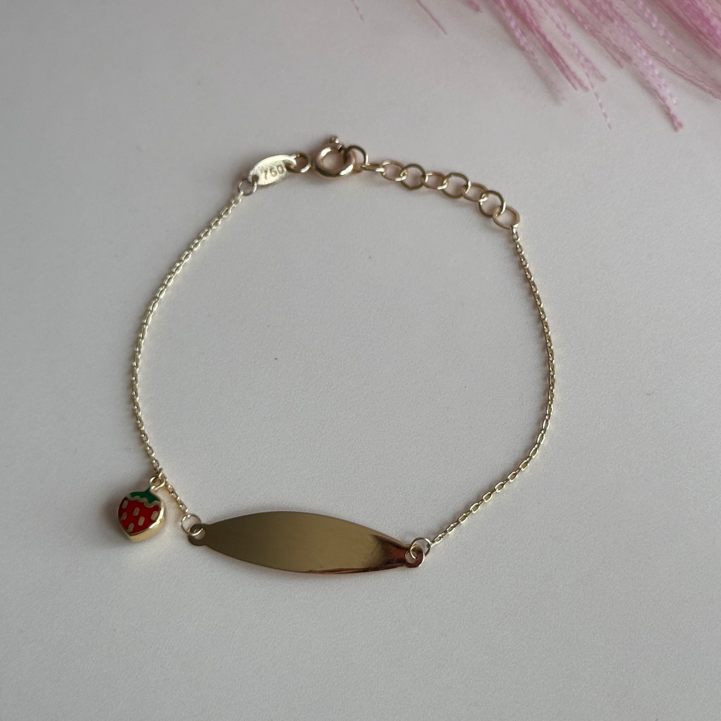 Pulsera Placa Personalizable Corazón Oro 18K