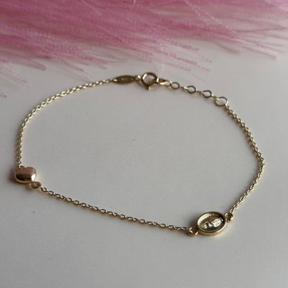 Pulsera Medalla & Corazón Oro 18K