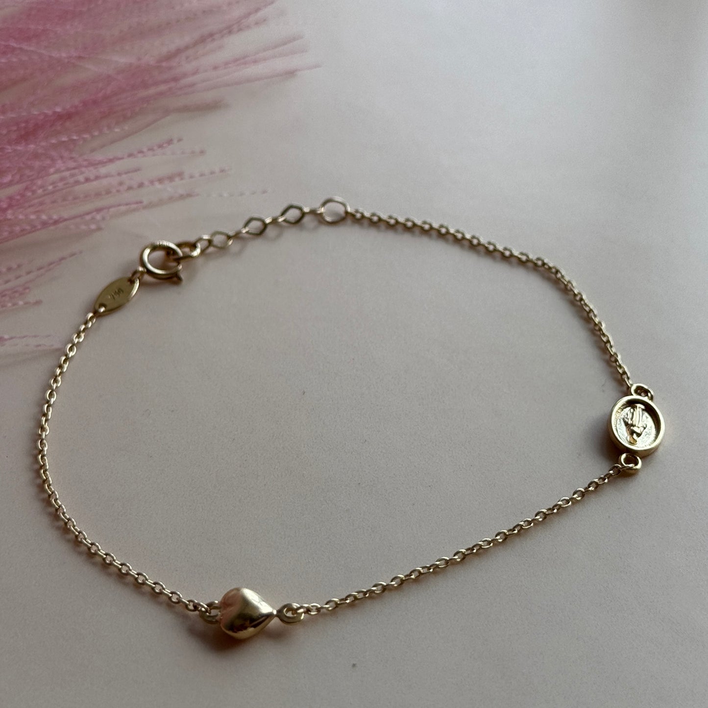 Pulsera Medalla & Corazón Oro 18K