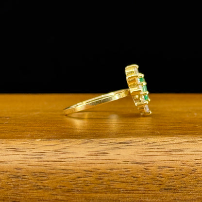 Anillo Esmeralda Colombiana y Diamantes Oro 18K