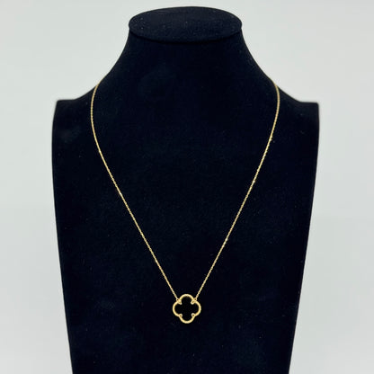 Collar Trébol Noir Delicado – Oro 18K
