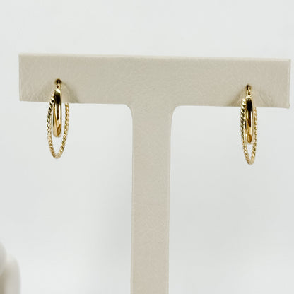 Aretes Argolla Doble Trenza Almendrada