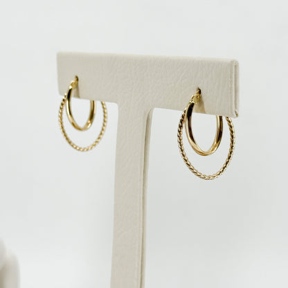 Aretes Argolla Doble Trenza Almendrada
