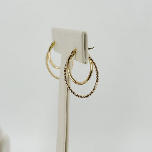 Aretes Argolla Doble Trenza Almendrada
