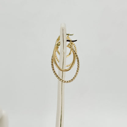 Aretes Argolla Doble Trenza Almendrada
