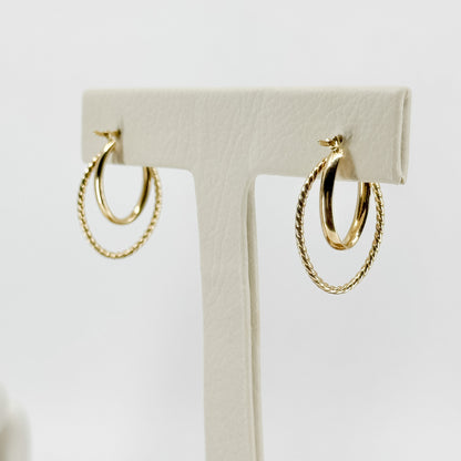 Aretes Argolla Doble Trenza Almendrada