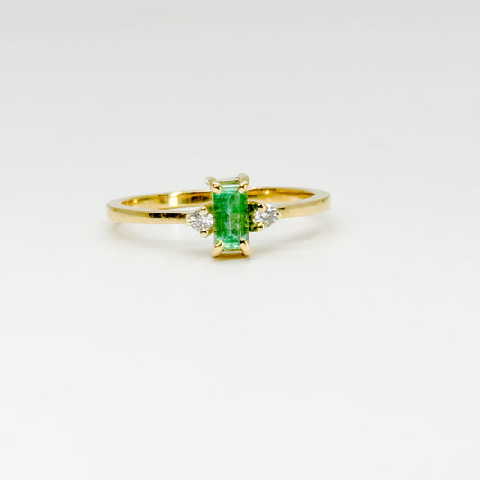 Anillo Esmeralda Lumière – Esmeralda Natural y Diamantes en Oro 18K | Talla 8