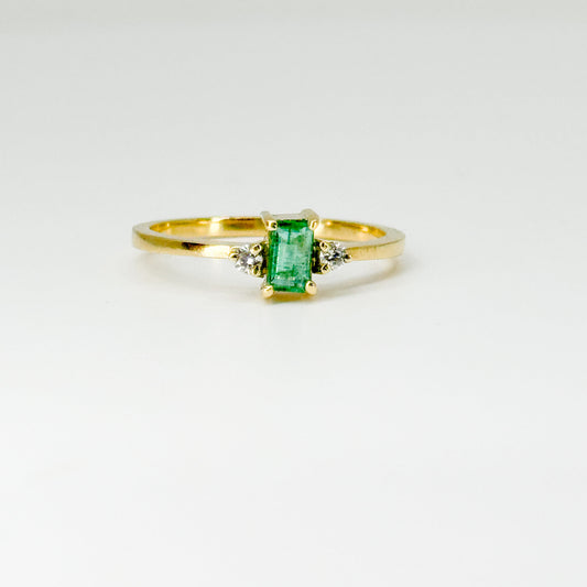 Anillo Esmeralda Élise – Esmeralda Natural y Diamantes en Oro 18K | Talla 8