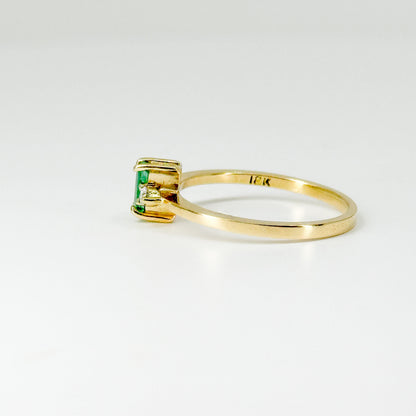 Anillo Esmeralda Élise – Esmeralda Natural y Diamantes en Oro 18K | Talla 8