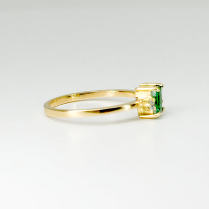 Anillo Esmeralda Élise – Esmeralda Natural y Diamantes en Oro 18K | Talla 8