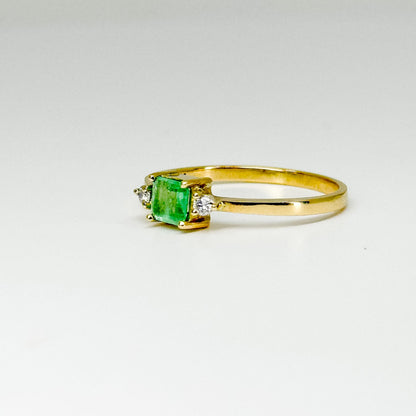 Anillo Esmeralda Royale – Esmeralda Natural y Diamantes en Oro 18K | Talla 9