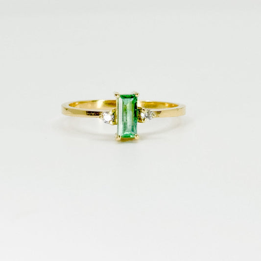 Anillo Esmeralda Éclat – Esmeralda Natural y Diamantes en Oro 18K | Talla 9