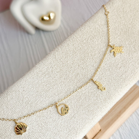 🐚 Pulsera Encanto Marino – Oro 18K